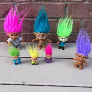 Lot Of Seven 7 Various Troll Dolls Trolls Ace Novelty Russ Burger King EUC